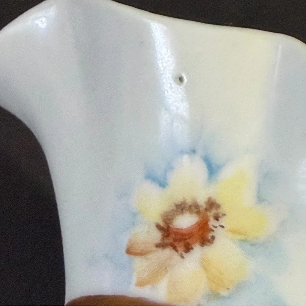 Porcelain Ewer 1886 Aesthetic Pitcher Gilt Floral Creamer Yellow Daisy Royal